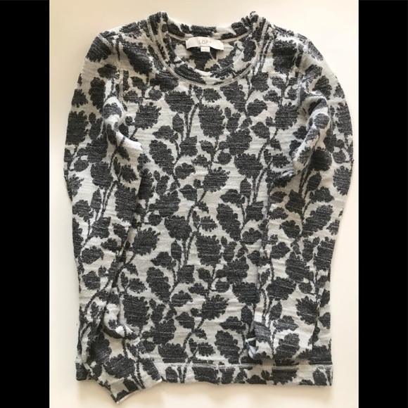 Loft leaves grey pattern sweater S - Picture 1 of 3